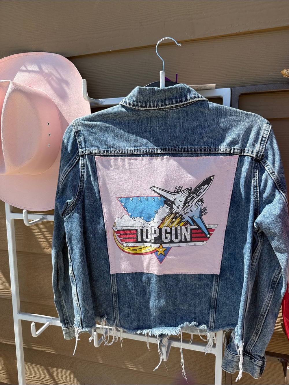 Vintage New Lucky Brand "Tomboy Trucker"Jean Swarovski & vintage Top Gun tee M